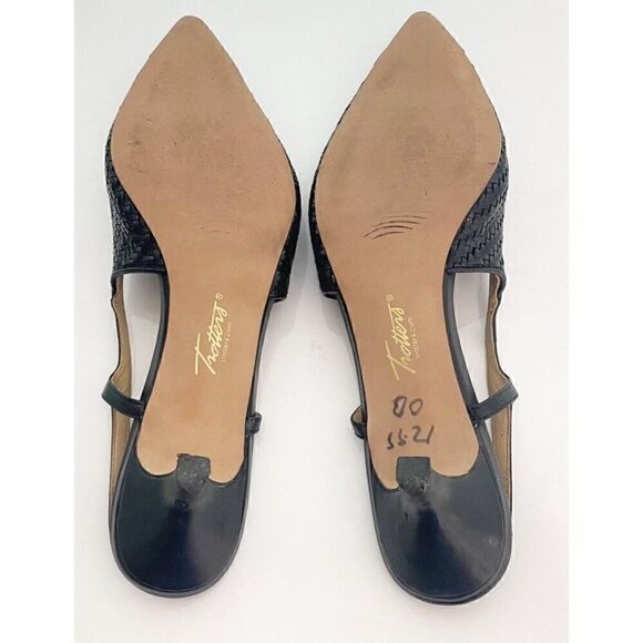 Trotters Kimberly Dress Pump Kitten‎ Heel Slingback Black Leather Size 9N - Picture 3 of 4